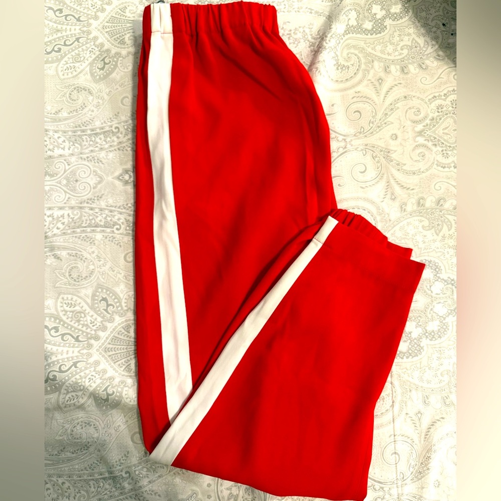 Babaton Red Tapered Pant with White Stripe